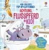 Buchcover und Innenansicht für das Buch: Mein verrücktes Pop-up-Klappenbuch: Achtung, Flusspferd im Klo!