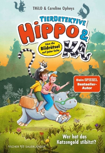 Buchcover und Innenansicht für das Buch: Tierdetektive Hippo & Ka - Wer hat das Katzengold stibitzt?
