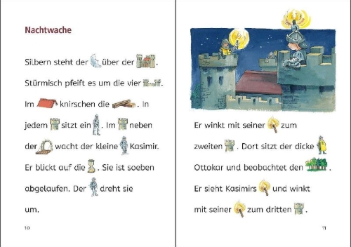 Buchcover und Innenansicht für das Buch: Lesenlernen in 3 Schritten - Die schönsten Rittergeschichten
