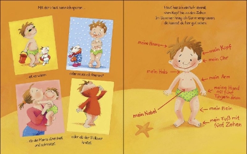 Buchcover und Innenansicht für das Buch: Ohren, Nase, Bauch - das hab ich auch!