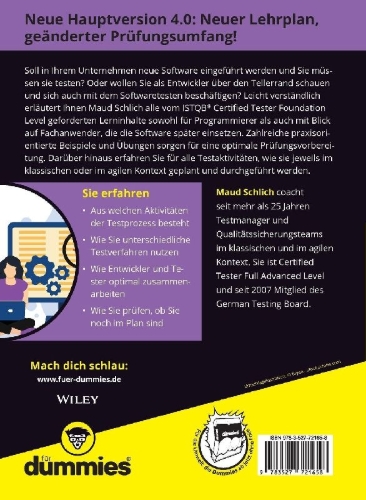 Buchcover und Innenansicht für das Buch: Softwaretesten nach ISTQB CTFL 4.0 für Dummies
