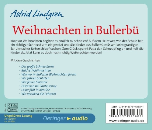 Buchcover und Innenansicht für das Buch: Jul i Bullerbyn