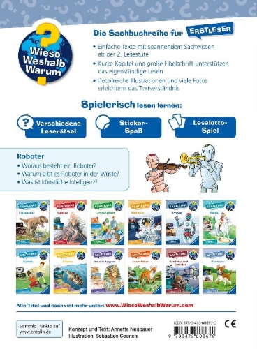 Buchcover und Innenansicht für das Buch: Wieso? Weshalb? Warum? Erstleser, Band 14 - Roboter