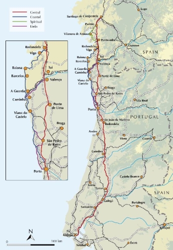Buchcover und Innenansicht für das Buch: The Camino Portugues