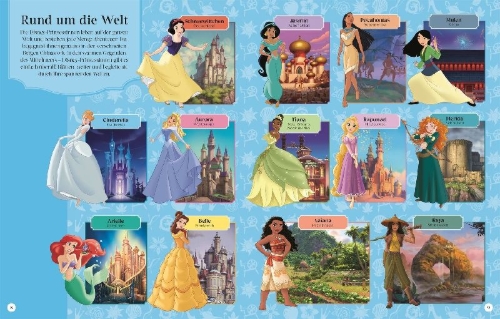 Buchcover und Innenansicht für das Buch: Disney Prinzessin: Unsere magische Welt