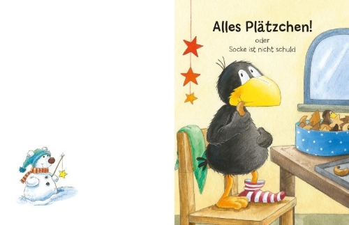 Buchcover und Innenansicht für das Buch: Der kleine Rabe Socke: Alles feiert!