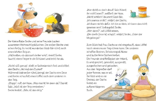 Buchcover und Innenansicht für das Buch: Der kleine Rabe Socke: Alles feiert!