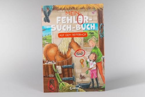 Buchcover und Innenansicht für das Buch: Mein Fehler-Such-Buch - Auf dem Reiterhof