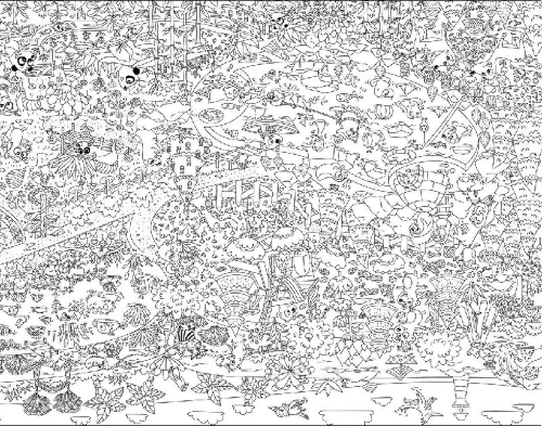Buchcover und Innenansicht für das Buch: Mes 2 Posters Géants / Super Coloriages Gèants / Super Giant Coloring Books