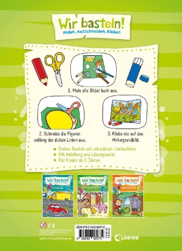 Buchcover und Innenansicht für das Buch: Wir basteln! - Malen, Ausschneiden, Kleben - Ostern