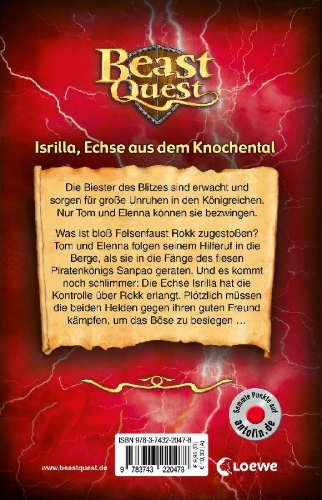 Buchcover und Innenansicht für das Buch: Beast Quest (Band 69) - Isrilla, Echse aus dem Knochental
