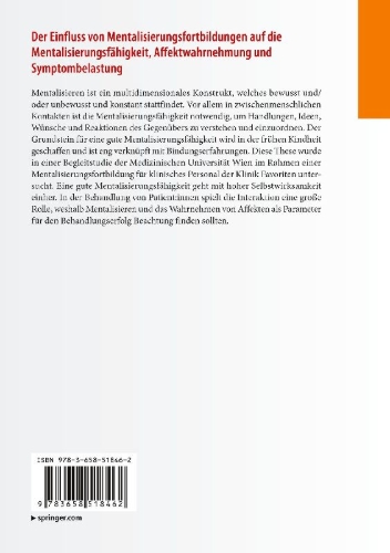 Buchcover und Innenansicht für das Buch: Der Einfluss von Mentalisierungsfortbildungen auf die Mentalisierungsfähigkeit, Affektwahrnehmung und Symptombelastung