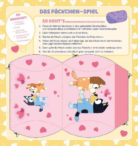 Buchcover und Innenansicht für das Buch: Bluey: Mein großer Bastelspaß