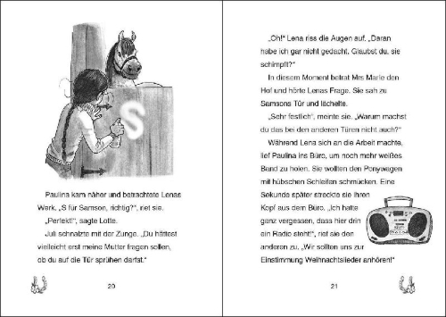 Buchcover und Innenansicht für das Buch: Ponyhof Apfelblüte - Weihnachten auf dem Reiterhof