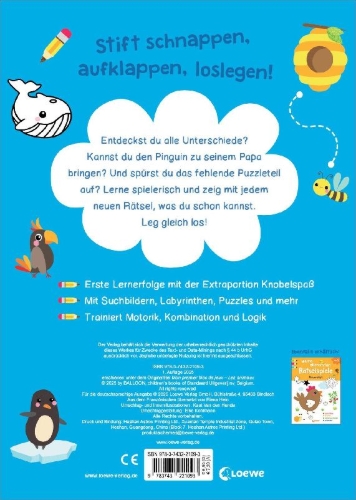 Buchcover und Innenansicht für das Buch: Mon premier bloc de jeux