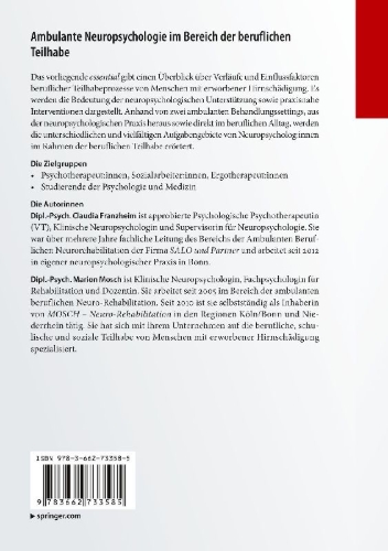 Buchcover und Innenansicht für das Buch: Ambulante Neuropsychologie im Bereich der beruflichen Teilhabe
