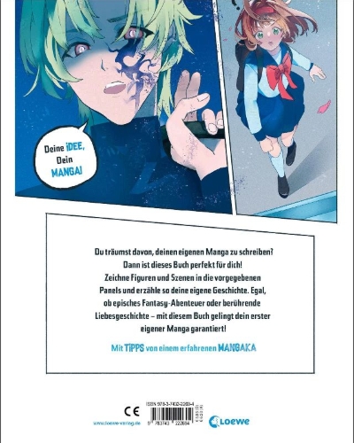 Buchcover und Innenansicht für das Buch: Zeichne deinen eigenen Manga!