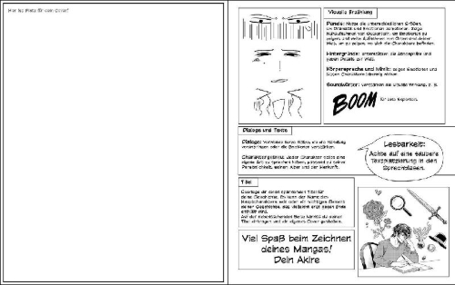 Buchcover und Innenansicht für das Buch: Zeichne deinen eigenen Manga!