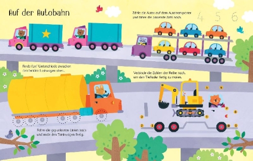 Buchcover und Innenansicht für das Buch: Mein Wisch-und-weg-Buch: Lastwagen und Bagger