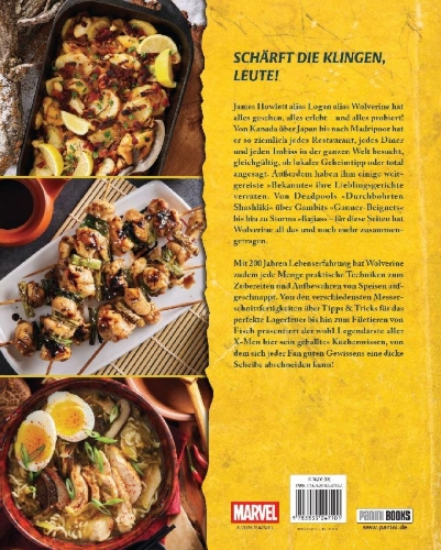 Buchcover und Innenansicht für das Buch: Marvel's Cooking With Wolverine: Recipes, Tales, and Tips for Culinary Survival