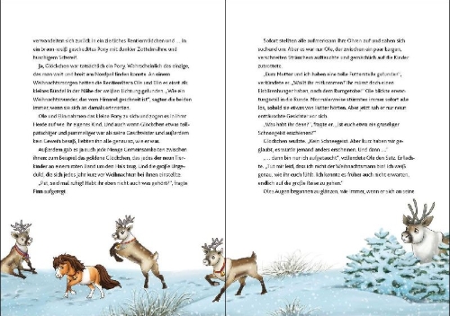 Buchcover und Innenansicht für das Buch: Glöckchen, das Weihnachtspony Mein Adventskalenderbuch - Ein zauberhafter Wunsch