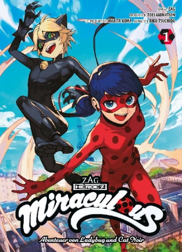 Buchcover und Innenansicht für das Buch: Miraculous - Die Abenteuer von Ladybug und Cat Noir (Manga) 01