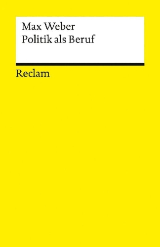 Buchcover und Innenansicht für das Buch: Politik als Beruf