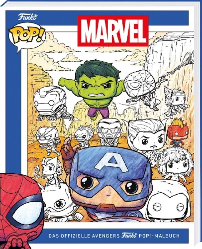 Buchcover und Innenansicht für das Buch: Marvel: The Official Avengers Funko POP! Coloring Book