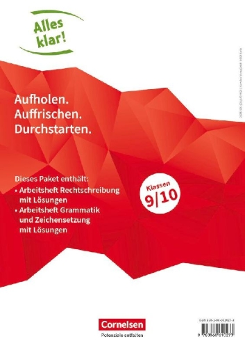 Buchcover und Innenansicht für das Buch: Alles klar! Deutsch. Sekundarstufe I 9./10. Schuljahr. Rechtschreibung + Grammatik und Zeichensetzung im Paket