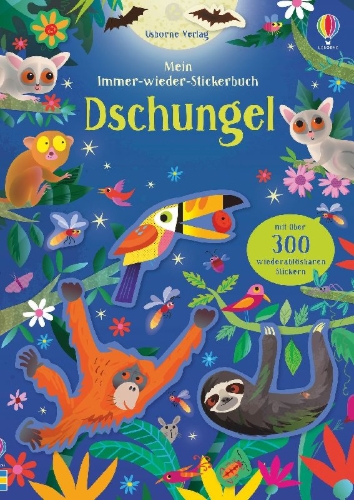 Buchcover und Innenansicht für das Buch: Mein Immer-wieder-Stickerbuch: Dschungel