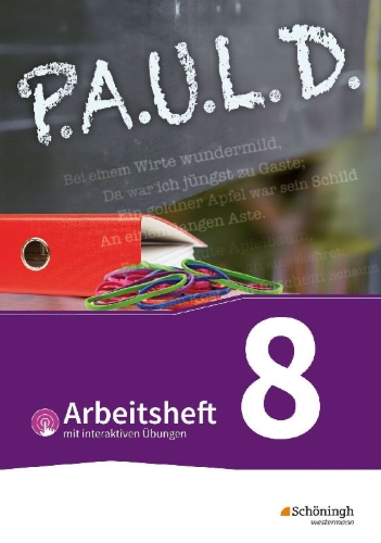 Buchcover und Innenansicht für das Buch: P.A.U.L. D. (Paul) 8. Arbeitsheft  mit interaktiven Übungen. Für Gymnasien und Gesamtschulen - Bisherige Ausgabe