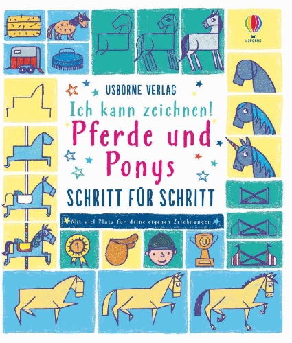 Buchcover und Innenansicht für das Buch: Ich kann zeichnen! Pferde und Ponys - Schritt für Schritt