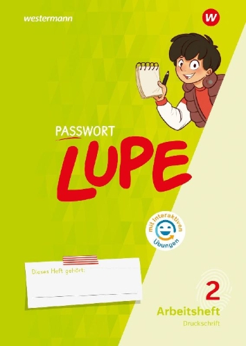 Buchcover und Innenansicht für das Buch: PASSWORT LUPE - Sprachbuch 2. Arbeitsheft DS mit interaktiven Übungen