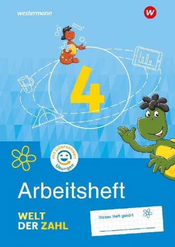Buchcover und Innenansicht für das Buch: Welt der Zahl 4. Arbeitsheft mit interaktiven Übungen. Für Berlin, Brandenburg, Mecklenburg-Vorpommern, Sachsen-Anhalt und Thüringen