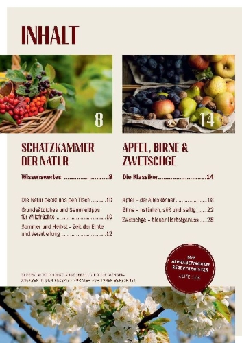 Buchcover und Innenansicht für das Buch: Heimische Früchte - Rezepte-Buch für saionales & regionales Wild- und Gartenobst
