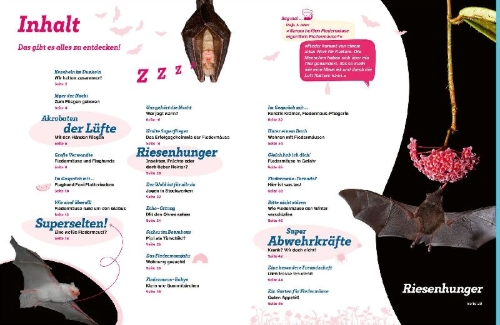 Buchcover und Innenansicht für das Buch: WAS IST WAS Fledermäuse. Flink durch die Nacht