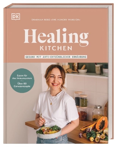Buchcover und Innenansicht für das Buch: Healing Kitchen - gesund mit anti-entzündlicher Ernährung