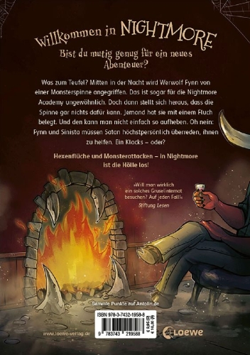 Buchcover und Innenansicht für das Buch: Nightmore - Das gruseligste Internat der Welt (Band 3) - Teuflisch fieser Fluch