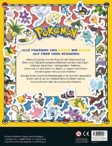 Buchcover und Innenansicht für das Buch: Pokémon Epic Sticker Collection from Kanto to Galar