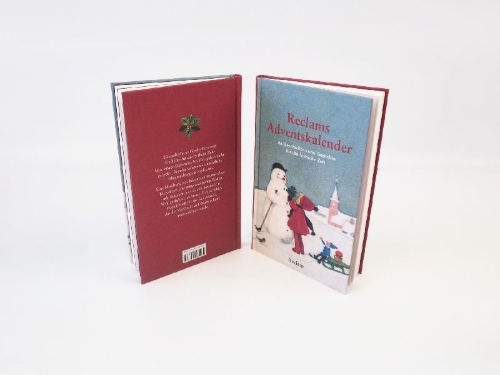 Buchcover und Innenansicht für das Buch: Reclams Adventskalender. 24 Geschichten und Gedichte für die festliche Zeit