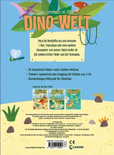 Buchcover und Innenansicht für das Buch: Mon Ami Le Dinosaure - Bloc à colorier selon code