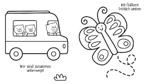 Buchcover und Innenansicht für das Buch: Kleine Kreativ-Werkstatt: Ganz einfach ganz viel ausmalen - Gute Laune