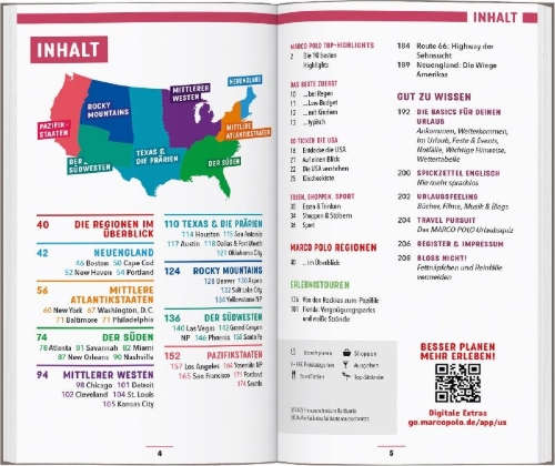 Buchcover und Innenansicht für das Buch: MARCO POLO Reiseführer USA