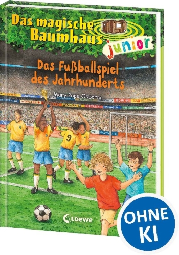 Buchcover und Innenansicht für das Buch: Das magische Baumhaus junior (Band 43) - Das Fußballspiel des Jahrhunderts