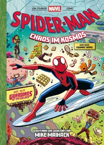 Buchcover und Innenansicht für das Buch: Spider-Man: Cosmic Chaos! - A Mighty Marvel Team-Up