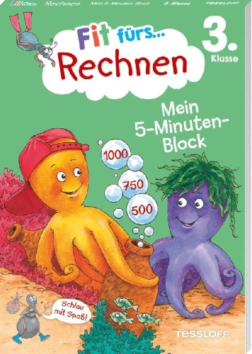 Buchcover und Innenansicht für das Buch: Fit fürs Rechnen 3. Klasse. Mein 5-Minuten-Block
