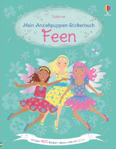 Buchcover und Innenansicht für das Buch: Mein Anziehpuppen-Stickerbuch: Feen