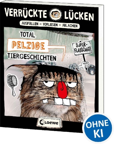 Buchcover und Innenansicht für das Buch: Verrückte Lücken - Total pelzige Tiergeschichten