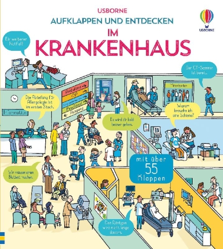 Buchcover und Innenansicht für das Buch: Aufklappen und Entdecken: Im Krankenhaus