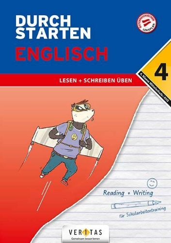 Buchcover und Innenansicht für das Buch: Durchstarten 4. Klasse - Englisch Mittelschule/AHS - Lesen und Schreiben